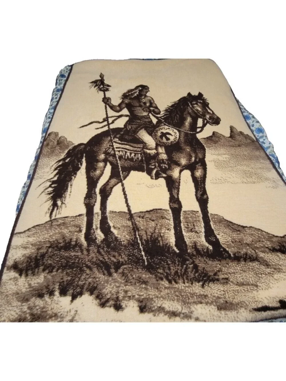 Ibena Blanket‎ 51x71 Vintage Native American Throw Decorative Horses Western